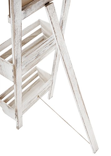 Pflanzregal mit Tafel, Standregal Blumenständer, 117x34x58cm Shabby-Look Vintage ~ weiß - 4