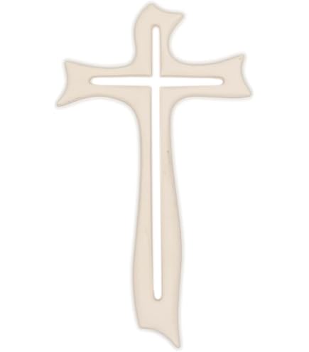 MAZZOLA LUCE Crocifisso Grande Da Parete 48x30 Cm, Croce In Legno Bianco, Cristo In Marmorino Avorio Con Dettagli Oro, Made In Italy