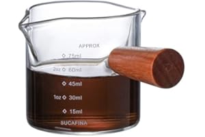 ‎NEOUZA NEOUZA Szklanka do espresso kubek do kawy uncja miarka szkło płynne ze skalą narzędzie do pieczenia żywności przybory kuchenne (z uchwytem)