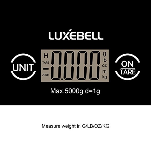 Luxebell Digital Kitchen Food Scale Multifunction Tempered Glass in Black, 11 Lbs/5Kg by Luxebell - 4