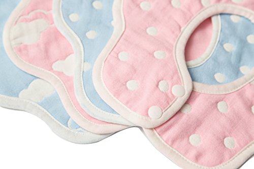 4er Set niedliche BABY SABBER-WENDE-LÄTZCHEN 360° DESIGN | Softe Textur 100% organische Baumwolle | Wohlbefinden für jedes Baby 3 Monate – Kleinkind 3 J | Spucktuch saugt Spucke + Verkleckertes auf - 3