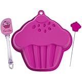 Lily Cocine KP5127 torta torta de pan / tarjeta de diagnóstico, Espátula de silicona, rosa / azul / verde, 23 x 24,2 x 5 cm