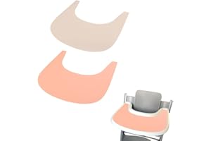 KINGOVALLEY Tovaglietta per seggiolone in silicone da 2 pezzi per sedia Stokke Tripp Trapp, vassoio per seggiolone per bambini, tovaglietta per alimenti per neonati (pasta di fagioli e grigio chiaro)