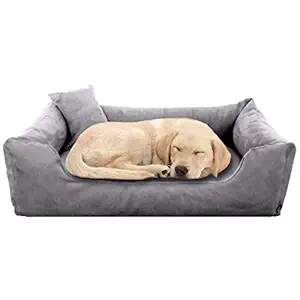 PET BUTLER Luxurious Dog/Cat Bed Square Shape Super Soft Reversible Grey(XXL)