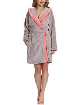 L&L Damen Bademantel mit Kapuze Ginger