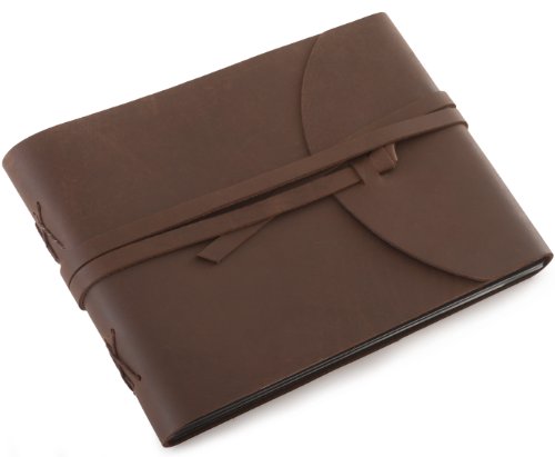 INDIARY FIRST Fotoalbum aus festem Büffelleder und handgeschöpftem Papier – schlicht und edel – 26×17,5cm -Wild-Braun - 2