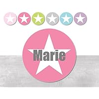 Namensaufkleber • Stern Mädchen • 24/120/240 Stück (N87) kunterbunte Aufkleber vom Papierbuedchen