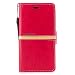 Produktbild LMAZWUFULM Hülle für Motorola Moto C Plus (5 Zoll) PU Leder Mini Mund Design Magnetverschluss Brieftasche Lederhülle Klassisch Elegant Handytasche Mischfarben Muster im Bookstyle mit Stent Funktion und Karten Slot Schutzhülle Ledertasche Flip Cover für Motorola Moto C Plus (5 Zoll) Rot-Gold
