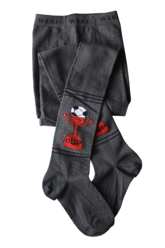 Weri Spezials Baby and Children Tights, dark Grey," Football cup", Size: 7-8 years (122/128)