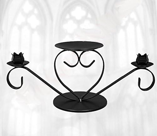 Black Unity Candle Holder with 3 in 1 design to hold a standard pillar candle and two tapered candles