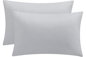 Tifschlaf Pillow Cases 2 Pack - Light Grey Pillowcases Plain Pack of 2, Super Soft Brushed Microfiber Standard Queen Pillow Covers With Envelope Closure, 50x75 cm