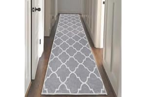 HNVNER Runner Rug for Hallway Thin, 65x240 cm Non Slip Washable Carpet Runners, Soft Long Kitchen Floor Mat Indoor Hall Runner for Entryway Kitchen Laundry Room Bedroom, Grey