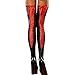 Produktbild Damen Strümpfe Rosennie Sexy Club Frauen Frauen Komfortable Oberschenkel hohe Strümpfe Leder Spitze Bogen Lange Socken Mode Kniehohe Socken Lace Bow Lange Bandage High Dessous Stocking (Rot)