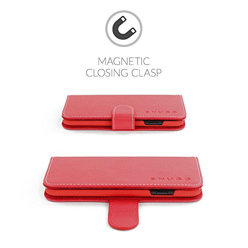 iPhone 7 Plus Case, Snugg Red Leather Flip Case [Card Slots] Executive Apple iPhone 7 Plus Wallet Case Cover and Stand [Lifetime Guarantee] - Legacy Series