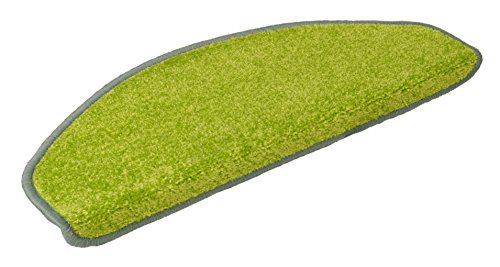 HANSE Home Kurzflor Uni Nasty rechteckig Teppich rund Bettumrandung Stufenmatten Treppenschoner unifarben Treppenschutz Treppenstufe, Polypropylen, grün, 23 x 140 x 0.9 cm