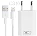 Produktbild OKCS - Ladekabel / Ladeset / Datenkabel / Lightningkabel 1m + 1A USB Netzteil für Apple iPhone 8, 8 Plus, X, 7, 7 Plus, 6s, 6s Plus, 6, 6 Plus mit Lightninganschluß - in Weiß
