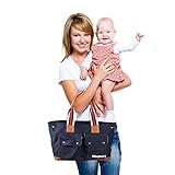 Wickeltasche, MixMart Pflegetasche Umhängetasche Tragetasche Babytasche Handtasche mit separatem, verstellbarem Schultergurt/ für Windeln, Baby-Kleidung, Flaschen inklusive Wickelunterlage und Stroller Hooks - 5