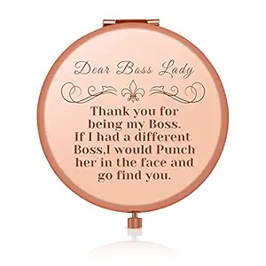 Funny Boss Lady Compact Mirror for Women Boss, Birthday Ideas Boss Day Gifts for Female Boss Friend and Mom Boss, Boss Lady Appreciation Gift, Novelty Gift for Women Boss