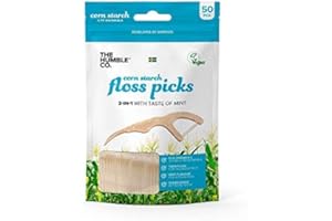‎THE HUMBLE CO. The Humble Co. Pflanzliche Zahnseidesticks | Frische Minze | Umweltfreundlich, Vegan, Zuckerfrei, von Zahnärzten empfohlen - Entfernt Plaque und Verleiht ein Frisches Gefühl (2 x 50p)