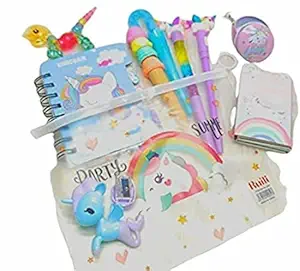 Tera13 Unicorn Folder with Stationary Stylish Pen for Girls, Unicorn Pen Unicorn Stationary New Pack of 10