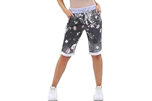 Chilgoza Italian Ladies Women's Elastic Waist Cotton Turn Up Shorts Size UK Fit 8-22
