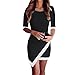 Produktbild Elecenty Damen A-Linie Sommerkleid Irregulär Kleider Bandage Bodycon Frauen Rundhals Kurzarm Mode Kleid Minikleid Kleidung Cocktailkleider Abendkleider (XL, Schwarz)