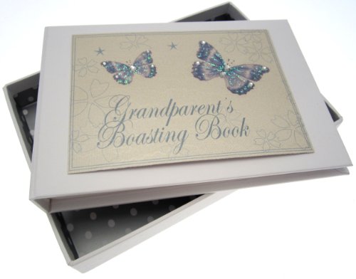 White Cotton Cards Grandparent's Boasting Book Tiny Photo Album (Blue Butterflies)