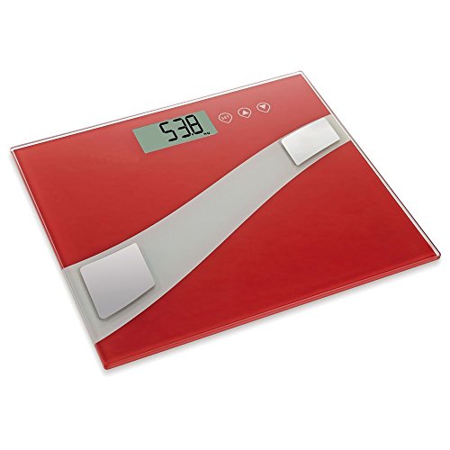 Adler AD 8131 Glas-Personenwaage mit Körperfettanalyse, rot