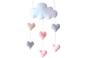 Inzopo Ceiling Mobile Hanging Cloud Decorations Heart Garland for Kids Room Baby Shower, Cloud Felt Love Pendant Baby Children Girls Bedroom Décor, Hanging Cloud Heart Ceiling Mobile