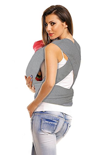 4-in-1 Babytragetuch | Babytrage für Männer und Frauen | Baby Wrap Sling | Tragetuch | Tragehilfe – Das beste Geschenk für Baby Shower von BabyCakes (grau) - 4