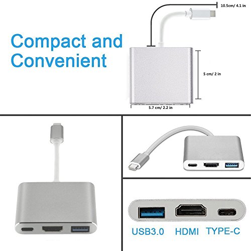 USB-C Hub with Power Delivery, GOXMGO Aluminum USB Type C Adapter Pass Through Charging Type C Hub with 40Gbs Thunderbolt 3, SD/TF Card Reader and 2 USB 3.0 for New 13