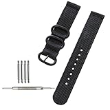 ZHUGE NATO Uhrenarmbänder Weaved Prämie Ballistic Nylon schwarzer Edelstahl Schnalle Black 22mm