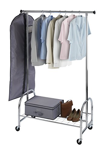 WENKO 4364810100 Kleiderständer Profi – rollbar, bis 100 kg belastbar, verchromtes Metall, 121 x 185 x 52 cm, Chrom - 2
