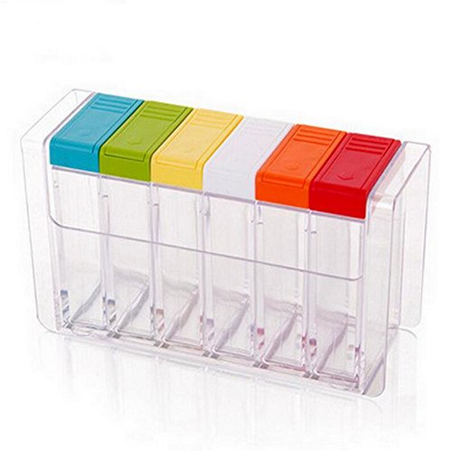 6/Set Spice Shaker Würze Flasche, jar Gewürz Container mit Tablett, klar Würze Rack Gewürzbehälter, Aufbewahrung Rack Küche Zubehör – Multi Farbe - 2