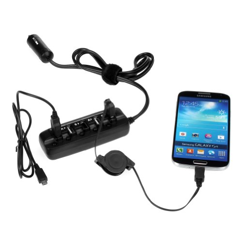 Auto USB Ladegerät, EZOPower 5 USB-Ports KFZ-Ladegerät bis zu 8A und Extralanges Kabel (90cm) für Tablet Smartphone Sony Xeperia SamSung Motorola HTC LG – Schwarz - 4