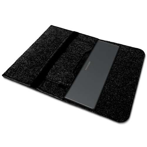 Tasche Hülle für Medion Akoya E2216T E2228T Filz Sleeve Schutzhülle Laptop Case Cover Notebook Bag aus strapazierfähigem Filz in dunkel Grau mit Innentaschen und sicheren Verschluss von NAUC - 2