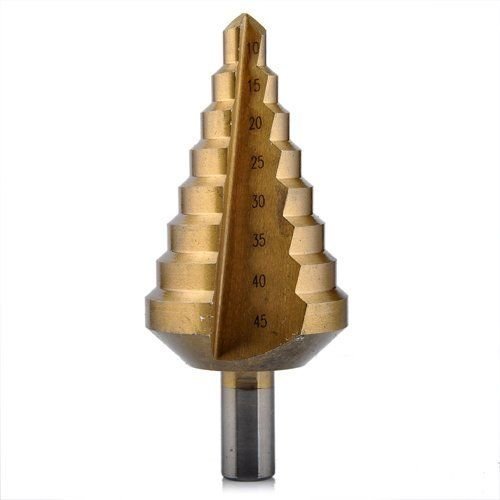 FeelGlad(TM) Professionelle HSS TiN Profi Stufenbohrer 10- 45 mm Schälbohrer Konusbohrer Kegelbohrer Fräser – Gold - 4