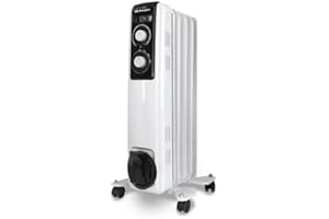 Orbegozo RF 1000, Radiador eléctrico bajo consumo, 1000 W de potencia, 5 Elementos, termostato regulable, luces led, 2 niveles de potencia