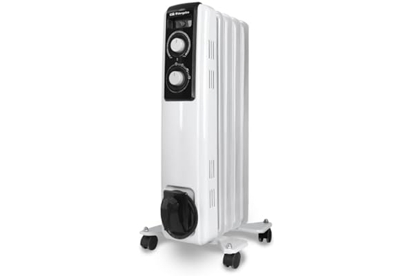 Orbegozo RF 1000, Radiador eléctrico bajo consumo, 1000 W de potencia, 5 Elementos, termostato regulable, luces led, 2 niveles de potencia