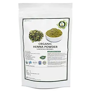 R V Essential Organic Henna Powder 200gm- Lawsonia Inermis Natural Henna Leaf Powder For Hair USDA Organic Certified Ayurvedic Herbal Supplement in Resealable and Reusable Zip Lock Pouch