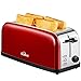 Produktbild Toaster, Automatik Toaster Edelstahl mit Langschlitz, Defrost Funktion, Abnehmbarer Krümelschublade (1500 Watt, bis zu 4 Brotscheiben und 7 Bräunungsstufen), glatter Edelstahl, rote, von Kealive