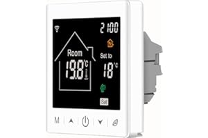 BEOK CONTROLS Beok Thermostat pour Chauffage au Sol Electrique,Thermostat WiFi,Thermostat Programmable Filaire,Thermostat d'ambiance avec Capteur Externe Compatible Alexa Google Home 16A TR9HB-WIFI-EP Blanc