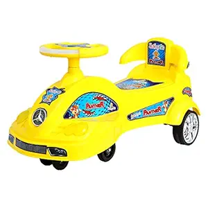 BabyGo Baby Panther Swing Magic Car Ride On for Kids with Music and Light (Yellow)