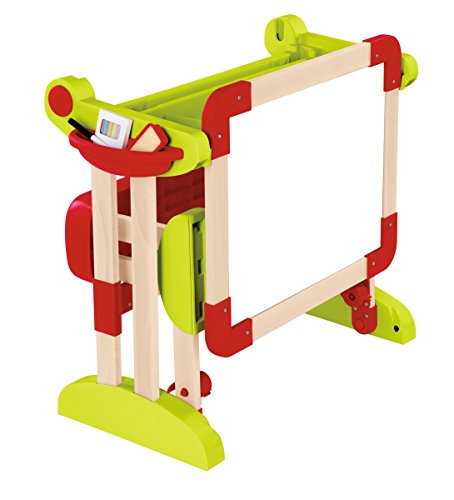Smoby - 028112 - Loisirs Créatifs - Bureau Modulo Space - 2 en 1 Pupitre en Bois à Tableau - Ardoise Double Face - Magnétique/Craie - 60 Accessoires Inclus