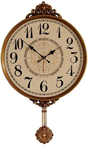 HENJH Wall clock Wall Clock Beautiful Large Gorgeous Bronze Gold Pendulum Clock 70 X 42 Cm. For Dining Room, Living Room, Lounge, Hallway and Kitchen. clock