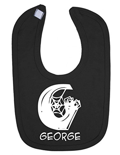Personalised Cobweb Letter With Name Cute Custom Baby Halloween Velcro Bib
