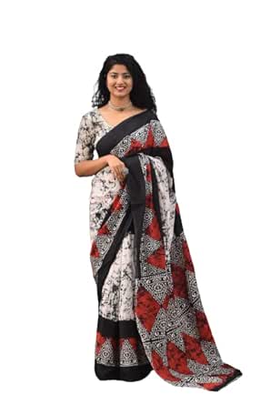 Buy Kiaaron Women's Hand Block Kalamkari Batik Bagru Jaipuri Ikat Printed Handloom Pure Cotton 
