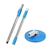 Rameng Manche à Balai Télescopique Tête de Vadrouille Rotatif 360 Ustensiles de Nettoyage (Bleu)