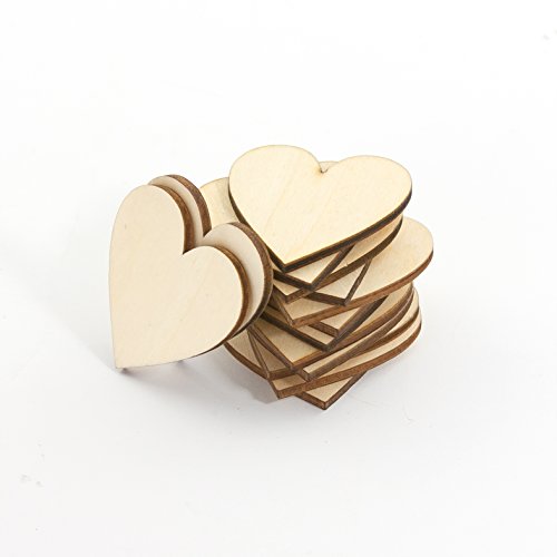Oblique-Unique® 50 Stück Herz Holz Scheiben zur Dekoration Verzierungen Bearbeitung Handwerk