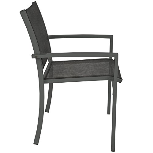 TecTake 2er Set Gartenstuhl Metall | mit Armlehnen | Dunkelgrau - 3